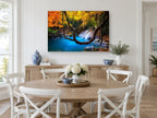 Turquoise Pool Vine landscape canvas print on the wall of a Hamptons dining room