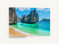 Emerald Cove Limestone, tropical limestone cove beach photograph, coastal canvas wall art print ready to hang