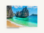 Emerald Cove Limestone, tropical limestone cove beach photograph, coastal canvas wall art print ready to hang