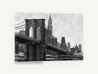 Brooklyn Bridge Tower, brooklyn bridge black and white photograph, city canvas wall art print ready to hang