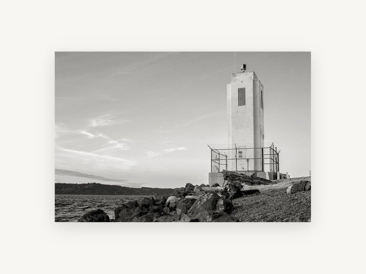 Concrete Beacon Shore, coastal canvas wall art print, front view