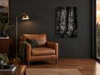 Fern Light Woodland landscape canvas print on the wall of a charcoal living room