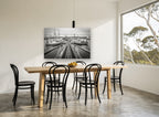 Marina Gangway Moorings coastal canvas print on the wall of a dining room