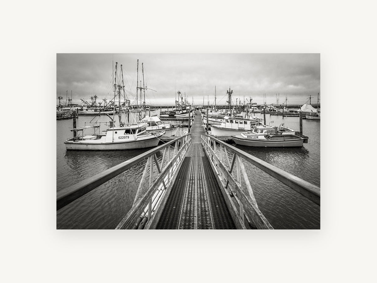 Marina Gangway Moorings, coastal canvas wall art print, front view
