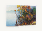 Autumn Birches by the Lake, autumn birch lake painting style landscape, landscape canvas wall art print ready to hang