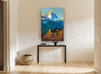 Alpenglow Above the Ruin landscape canvas print on the wall of a hallway