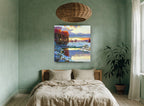 Winter Dusk Reflections landscape canvas print on the wall of a bedroom