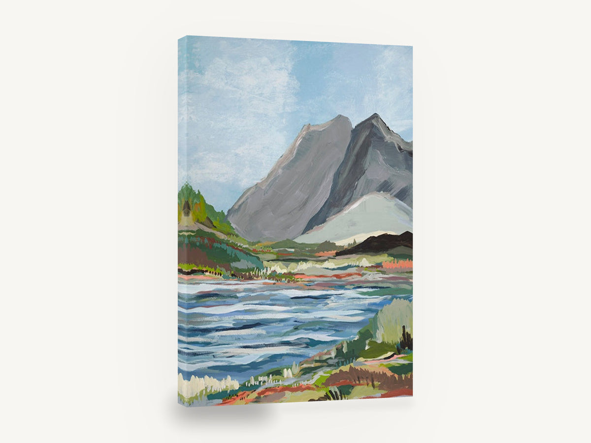 Grey Peaks Valley Water, mountain valley river landscape artwork, landscape canvas wall art print ready to hang
