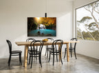 Turquoise Pool Falls landscape canvas print on the wall of a dining room