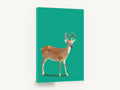 Faceted Buck on Green, low poly deer digital illustration, animal canvas wall art print ready to hang