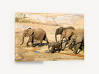 Elephant Family Crossing, african elephant family photograph, animal canvas wall art print ready to hang