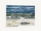 Grey Stones Storm Shore, rocky shore abstract seascape artwork, coastal canvas wall art print ready to hang