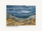 Ochre Hills Over Slate Sea, abstract coastal hills and sea artwork, coastal canvas wall art print ready to hang