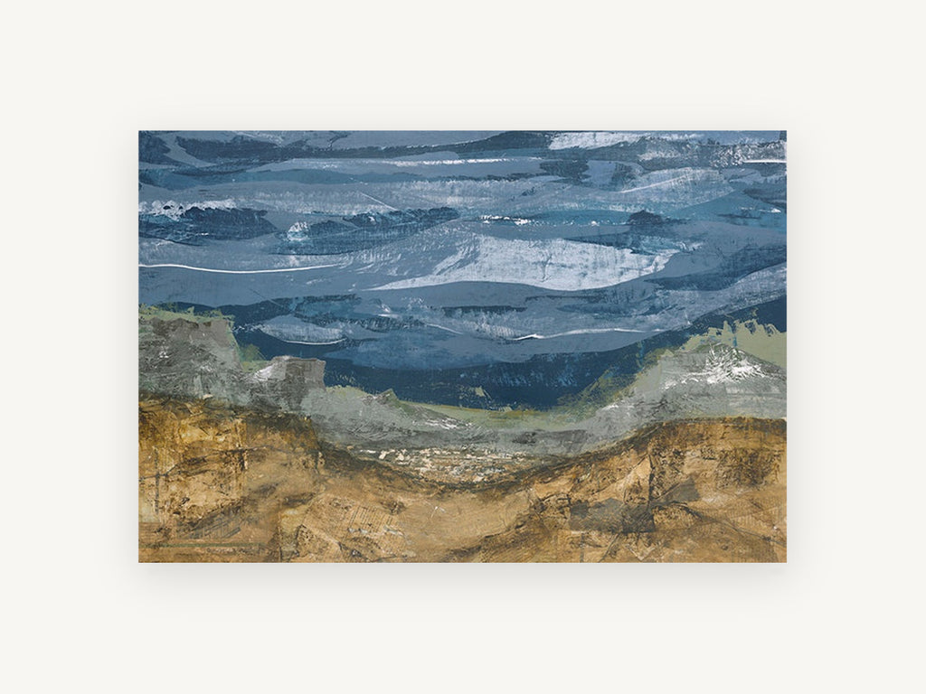 Ochre Hills Over Slate Sea, coastal canvas wall art print, front view
