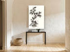 Ink Wash Blossom Branch floral canvas print on the wall of a hallway