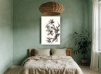 Smoky Ink Blooms floral canvas print on the wall of a bedroom