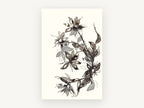 Smoky Ink Blooms, floral canvas wall art print, front view