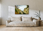 Cliff Gap Overlook coastal canvas print on the wall of a living room