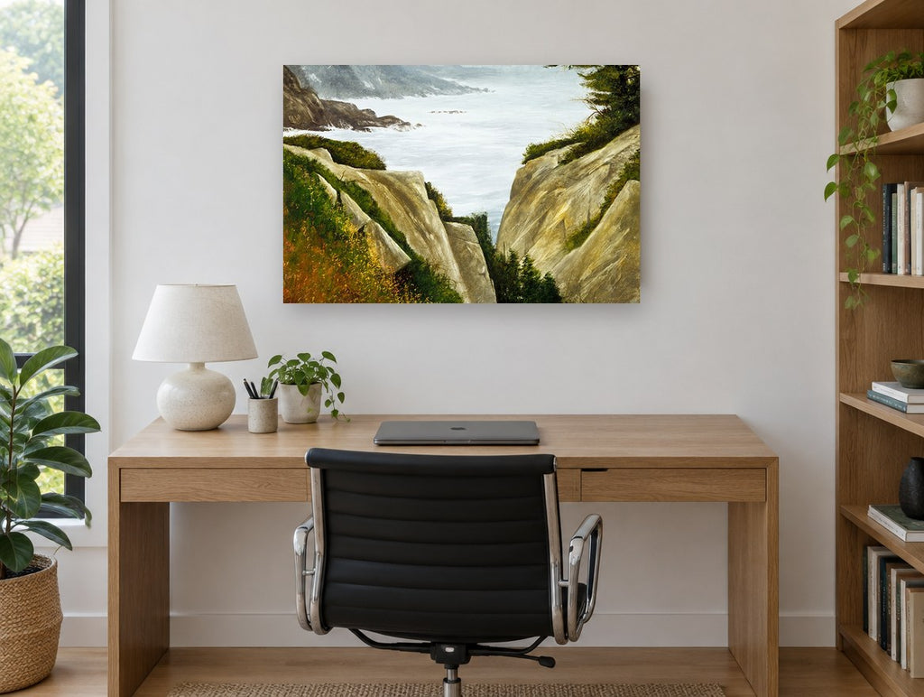 Cliff Gap Overlook coastal canvas print on the wall of a study