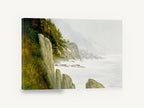 Misty Cliff Headlands, misty coastal cliffs seascape painting, coastal canvas wall art print ready to hang