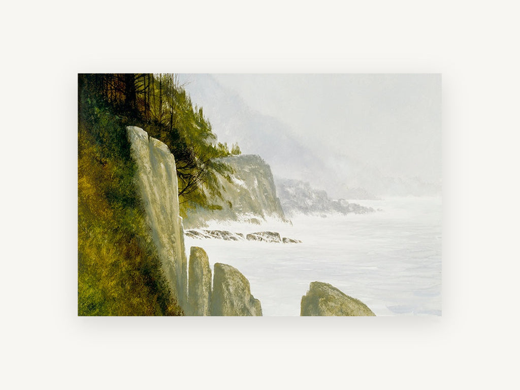 Misty Cliff Headlands, coastal canvas wall art print, front view