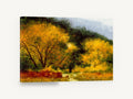 Golden Wood Path, golden autumn trees path landscape, landscape canvas wall art print ready to hang