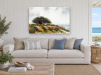 Windswept Cypress Headland coastal canvas print on the wall of a beach house living room