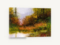 Autumn Pond Haze, autumn forest pond landscape artwork, landscape canvas wall art print ready to hang