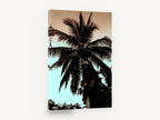 Palm Against Dusk, coconut palm silhouette tropical photograph, floral canvas wall art print ready to hang