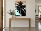 Palm Against Dusk floral canvas print on the wall of a entry hall