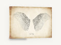 Spread Owl Wings, vintage owl wings pencil illustration, animal canvas wall art print ready to hang