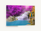 Macaw at Violet Falls, tropical waterfall macaw photograph, landscape canvas wall art print ready to hang