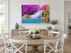 Macaw at Violet Falls landscape canvas print on the wall of a Hamptons dining room