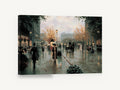 Autumn Boulevard Promenade, paris autumn street scene painting, city canvas wall art print ready to hang