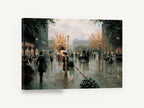 Autumn Boulevard Promenade, paris autumn street scene painting, city canvas wall art print ready to hang