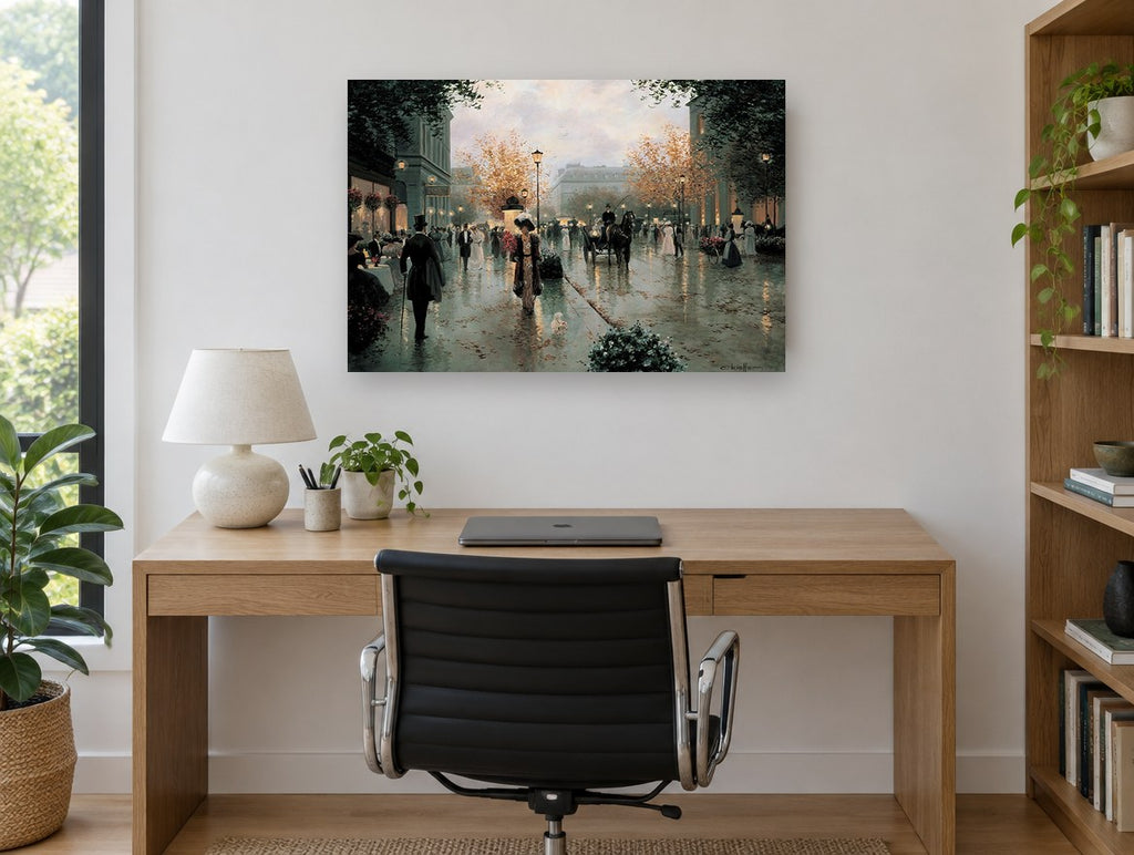 Autumn Boulevard Promenade city canvas print on the wall of a study