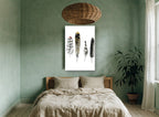 Four Feather Study animal canvas print on the wall of a bedroom