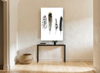 Four Feather Study animal canvas print on the wall of a hallway
