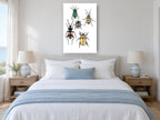 Five Spotted Beetles animal canvas print on the wall of a bedroom