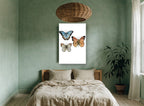 Three Butterfly Study animal canvas print on the wall of a bedroom