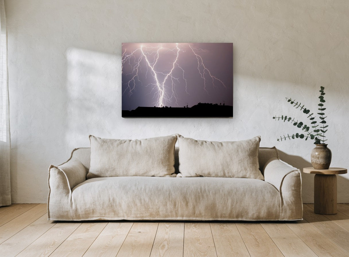 Forked Storm Light landscape canvas print on the wall of a living room