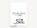 Bulldog Not Feelin' It, bulldog humour illustration typography, animal canvas wall art print ready to hang