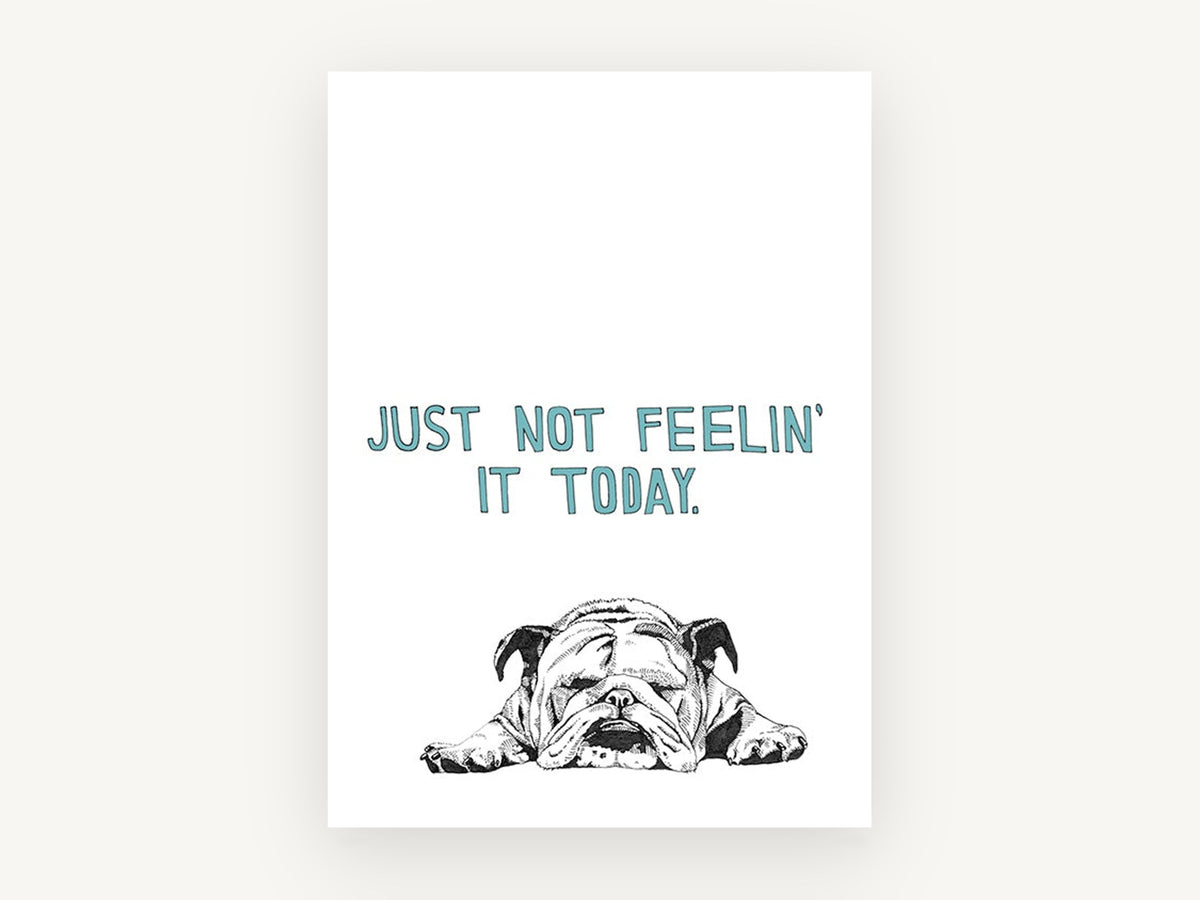Bulldog Not Feelin' It, bulldog humour illustration typography, animal canvas wall art print, front view