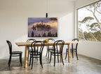 Island Church Dawn landscape canvas print on the wall of a dining room