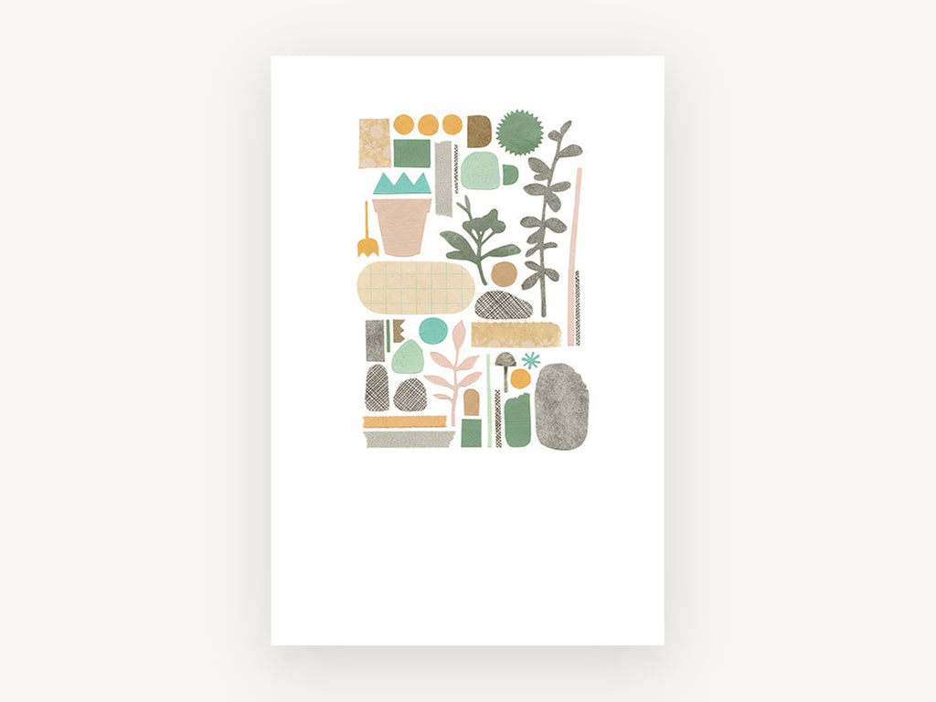 Paper Cutout Garden, floral canvas wall art print, front view