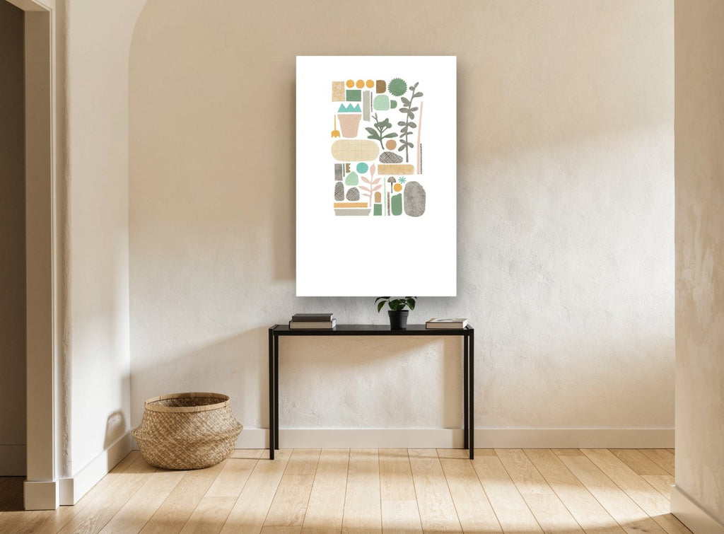 Paper Cutout Garden floral canvas print on the wall of a hallway