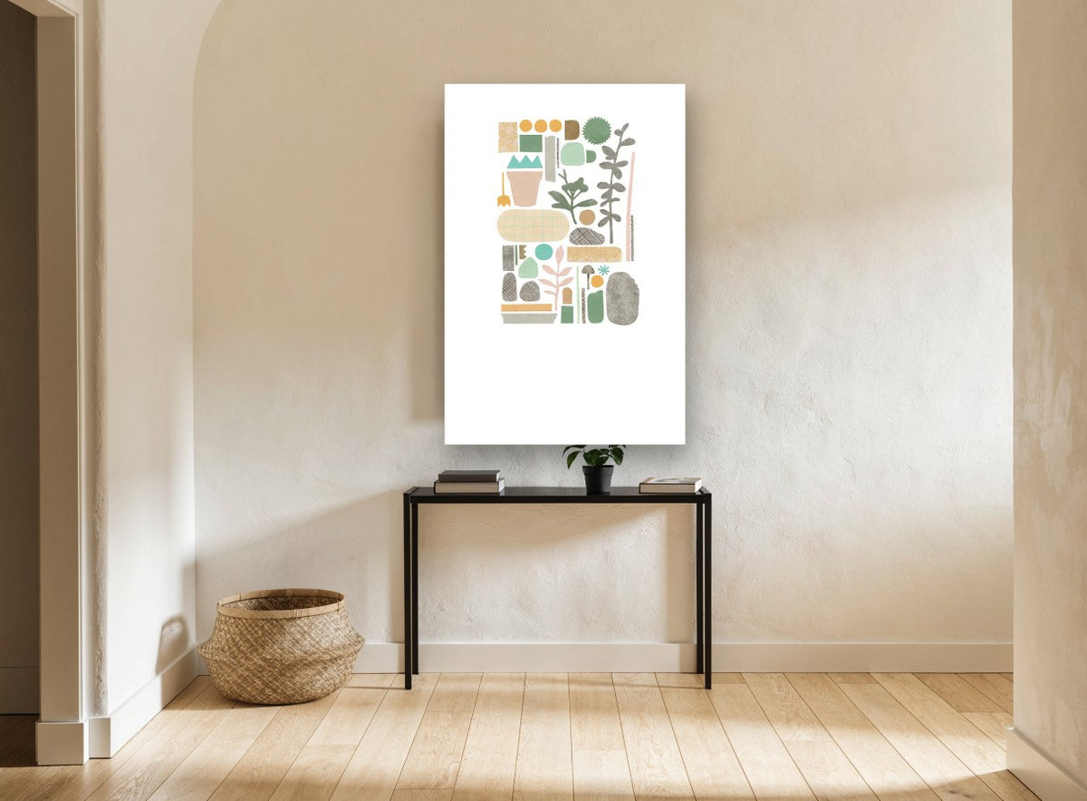 Paper Cutout Garden floral canvas print on the wall of a hallway