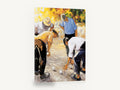 Bocce Players Measuring, retro bocce players game, stretched canvas wall art print ready to hang