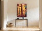 Basket Carriers at Dusk vintage canvas print on the wall of a hallway