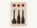 Three Red Blooms, floral canvas wall art print, front view